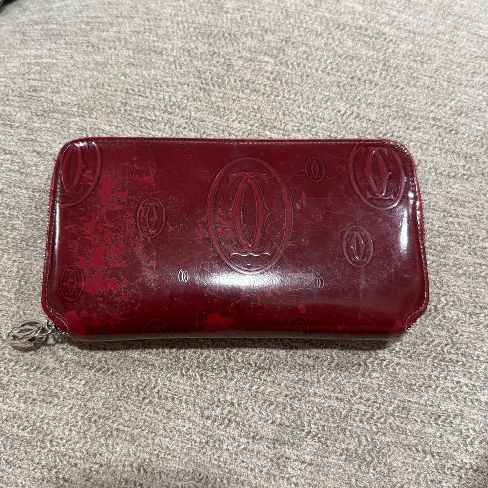 Cartier Red Wallet Glossy Patent Leather